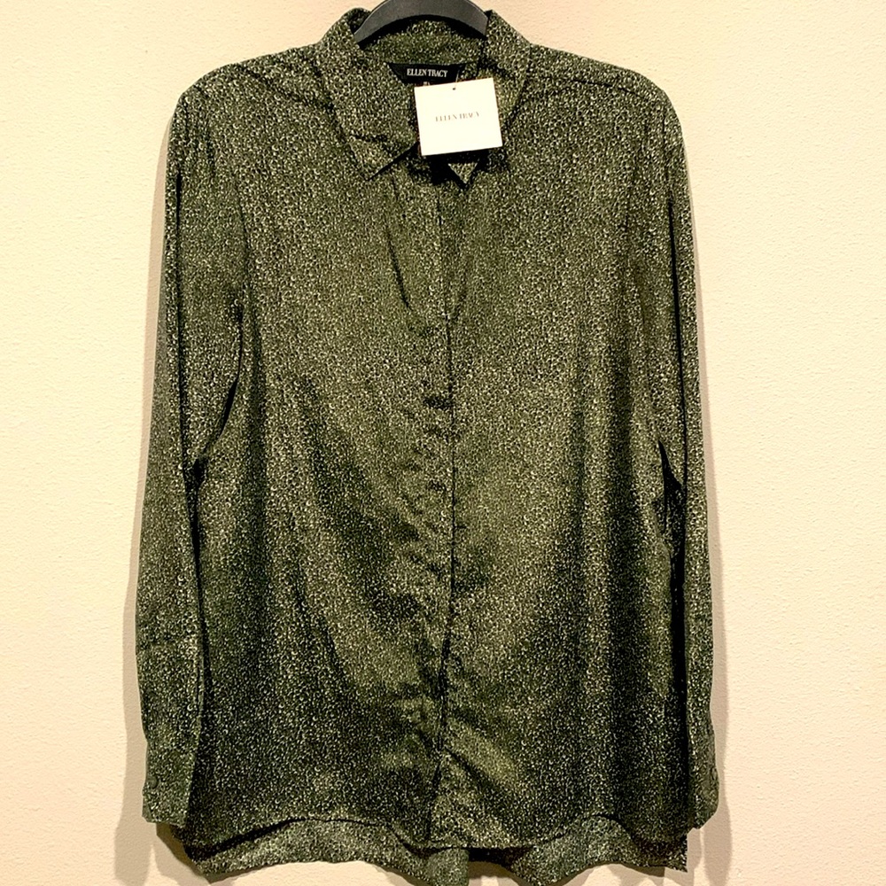 Ellen Tracy Woven Long Sleeve Top